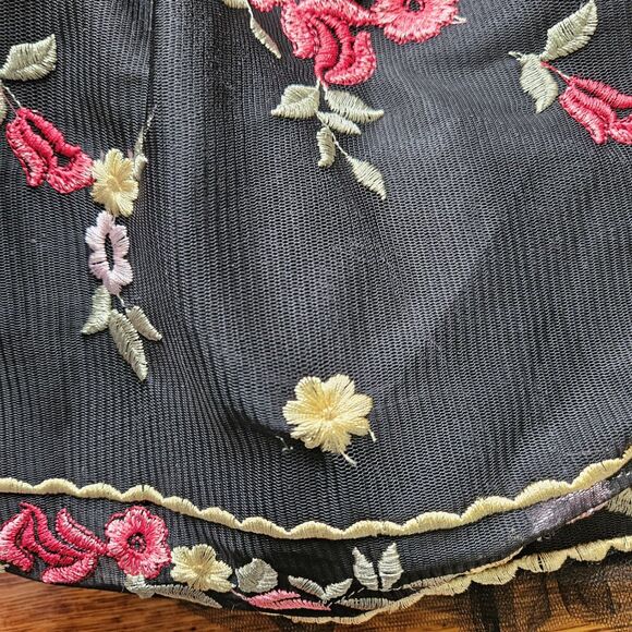 NWOT Chi Chi London Black Floral Embroidered Mesh Tulle Dress Detachable Straps - Picture 14 of 16